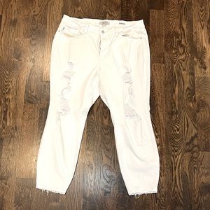 **WHITE!** Judy Blue Boyfriend Fit Distressed jeans. 18W